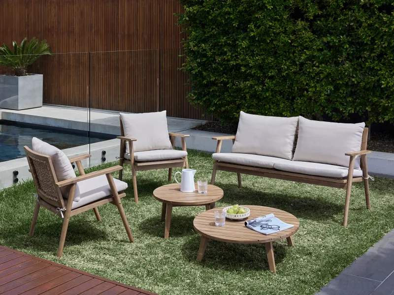 Manado Acacia & Wicker 2 Seater Outdoor Lounge