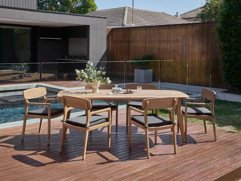 Rixos Acacia Outdoor Dining Chair | Black Fabric