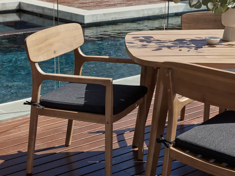 Rixos Acacia Outdoor Dining Chair | Black Fabric