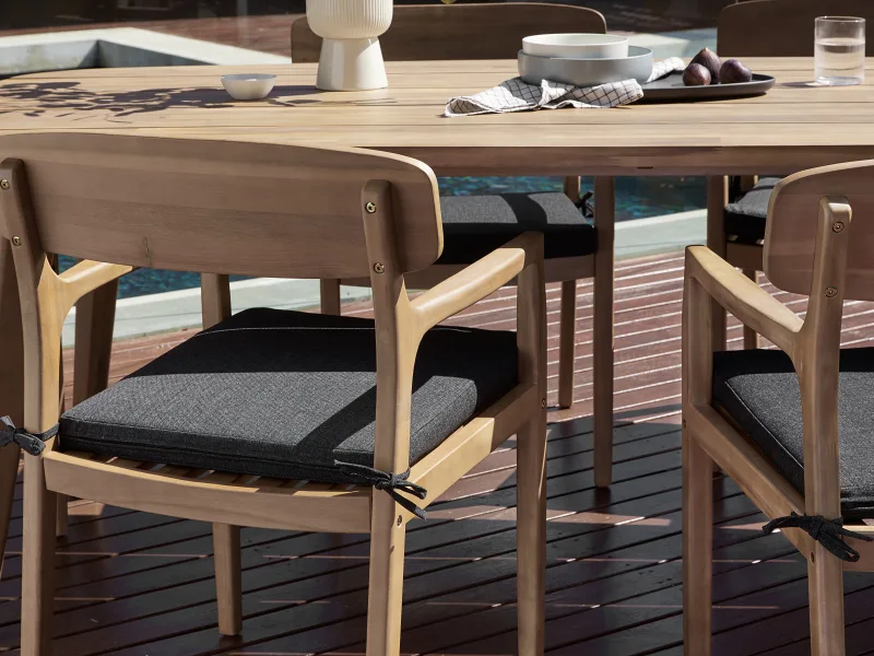 Rixos Acacia Outdoor Dining Chair | Black Fabric