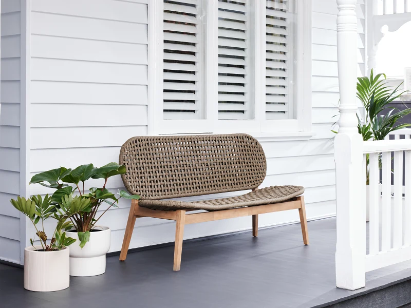 Tuvalu Acacia Outdoor Bench Seat | Khaki Rope