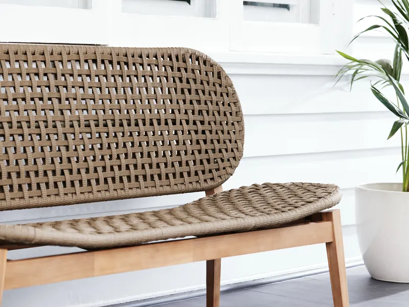 Tuvalu Acacia Outdoor Bench Seat | Khaki Rope
