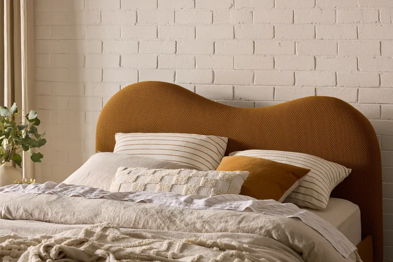 Amber Queen Storage Bed | Mustard Waffle Fabric