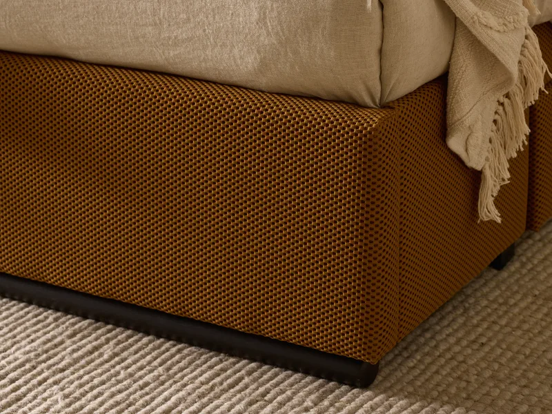 Amber Queen Storage Bed | Mustard Waffle Fabric