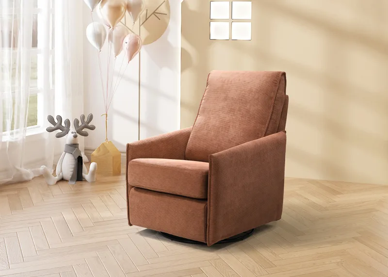 Aster Corduroy Rocking Chair | Orange Fabric