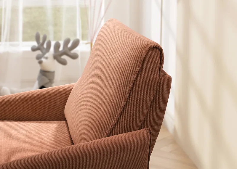 Aster Corduroy Rocking Chair | Orange Fabric