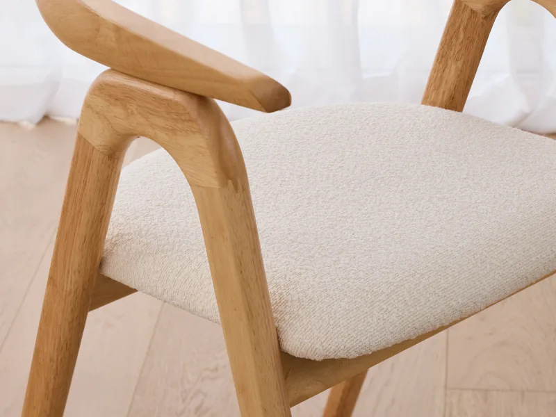 Manor Natural Hardwood Dining Chair | Boucle Fabric