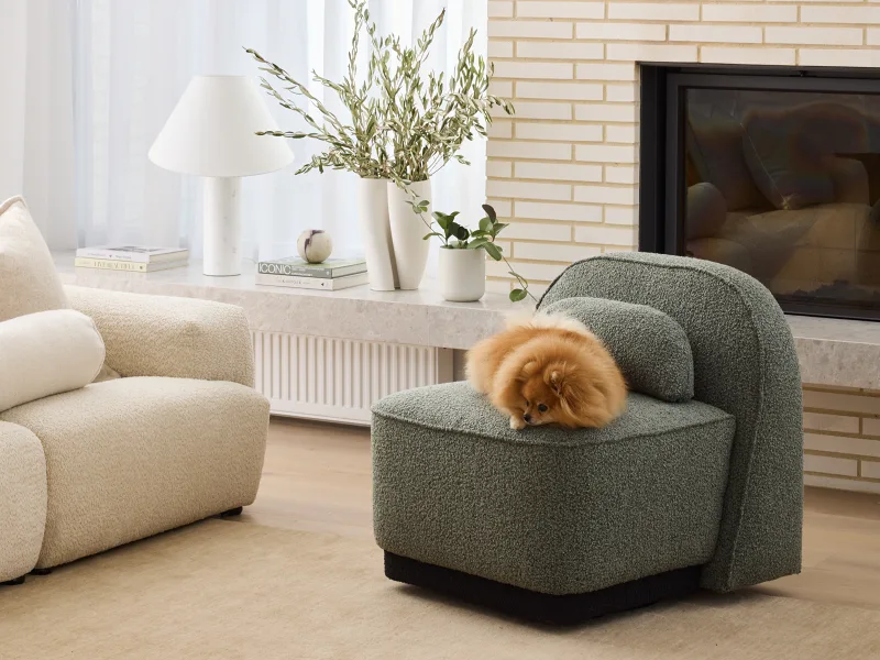 Lunar Swivel Boucle Occasional Chair | Sage Green Fabric
