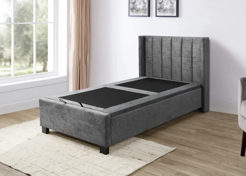 Webster Gas Lift Storage King Single Bed | Grey Fabric