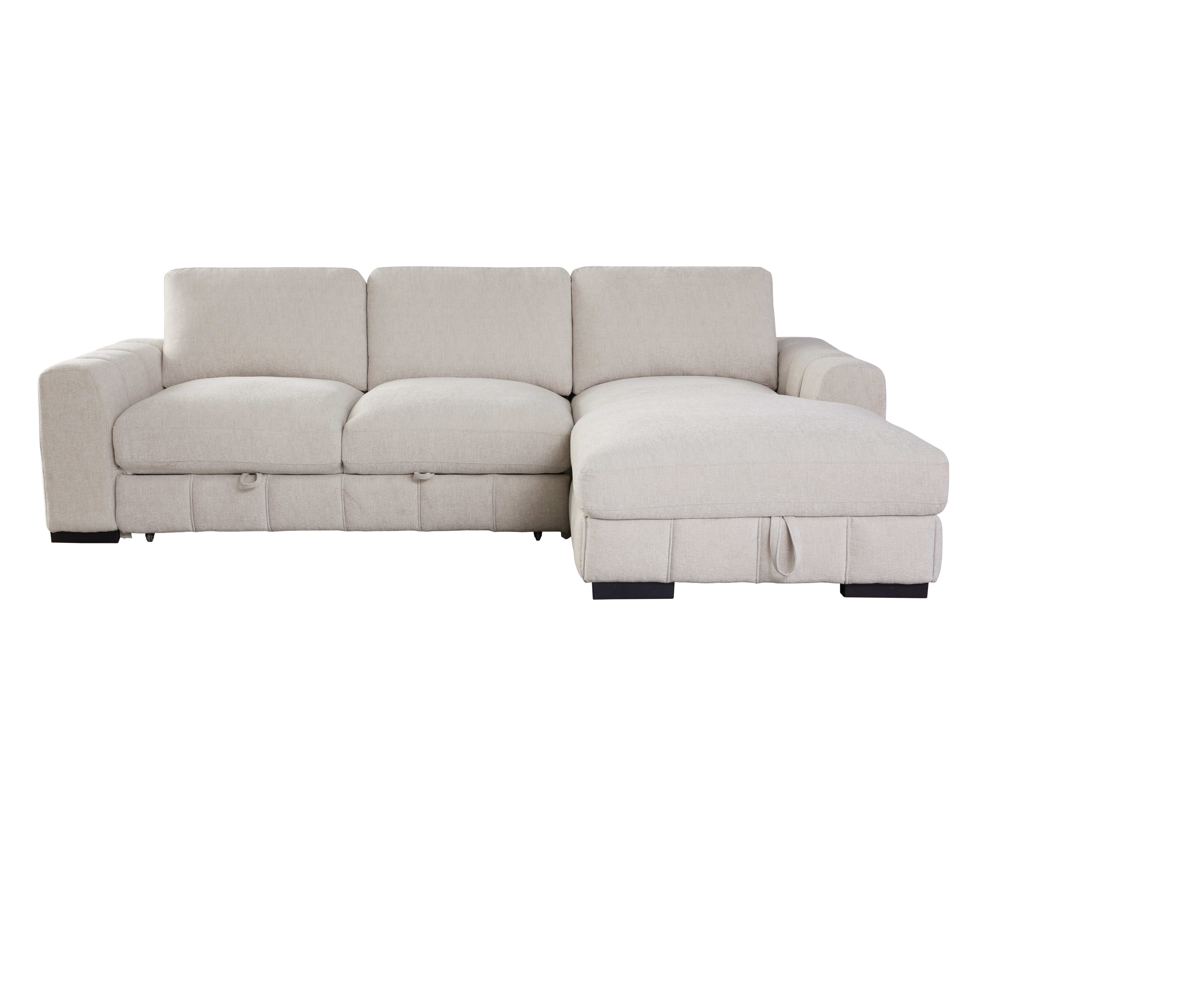 Sonna Beige Sofa with Pull-out Trundle and Storage | Right Chaise