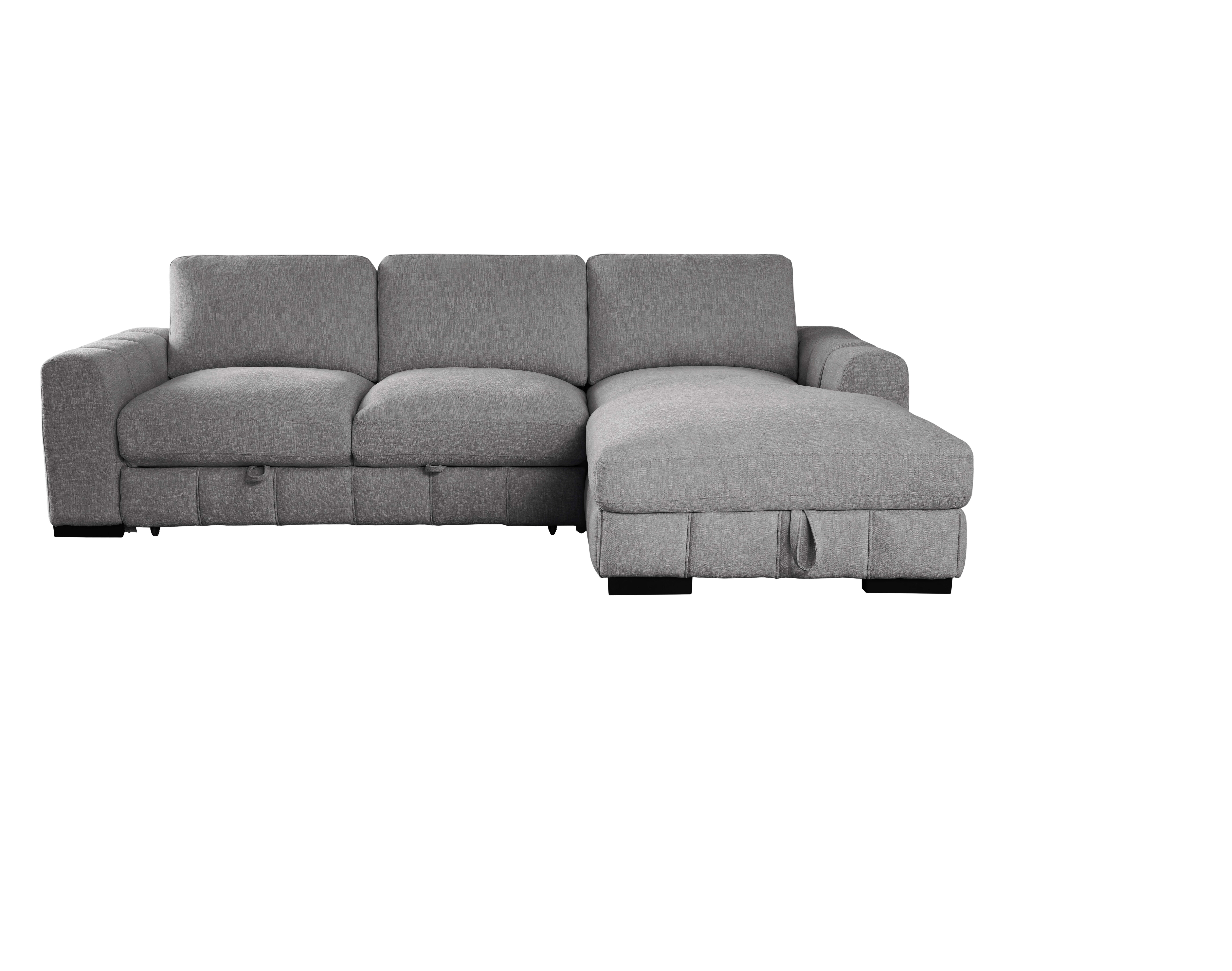 Sonna Grey Sofa with Pull-out Trundle and Storage | Right Chaise