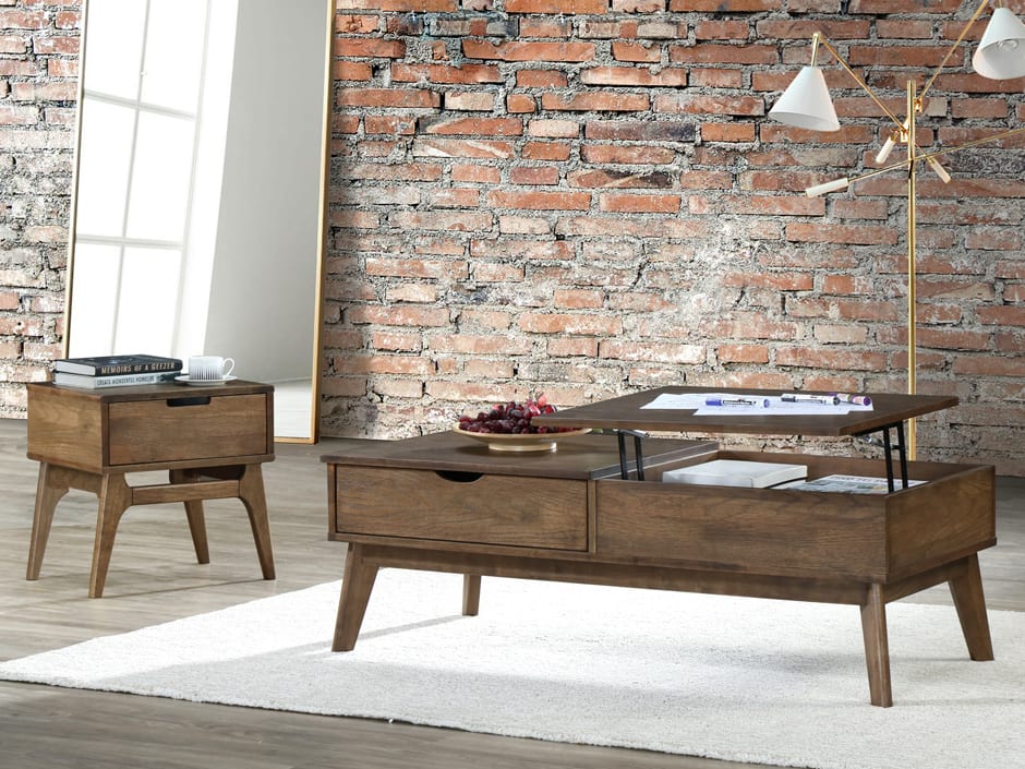 Paris 2PCE Hardwood Coffee & Side Table Set | Rustic Walnut