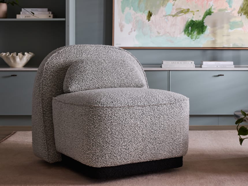 Lunar Swivel Boucle Occasional Chair | Black & White Fabric