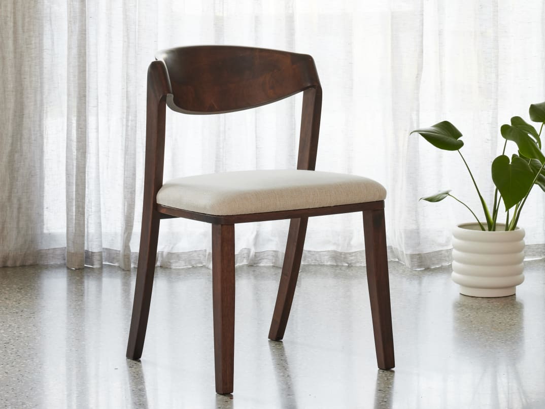 Villa Hardwood Dining Chair | Arabica Walnut | Beige Fabric