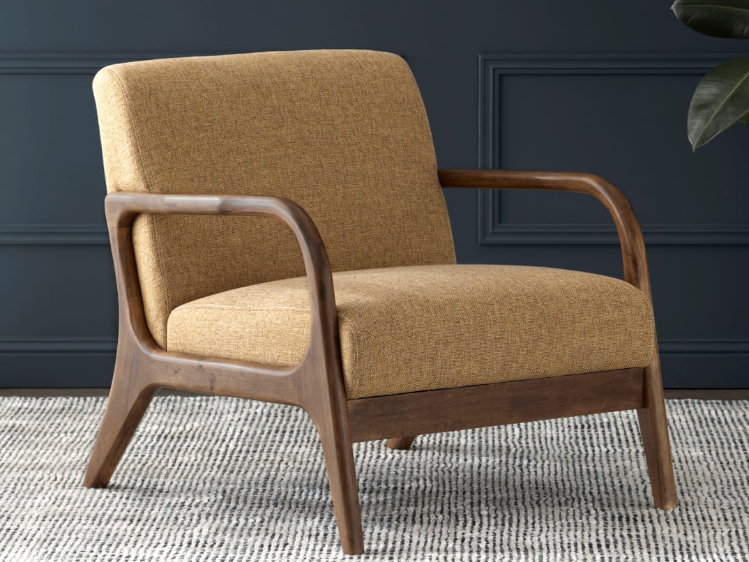 Paris Mustard Occasional Chair | Rustic Walnut | Hardwood Frame)