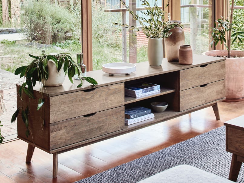 Paris Hardwood TV Unit | Entertainment Unit | Rustic Walnut