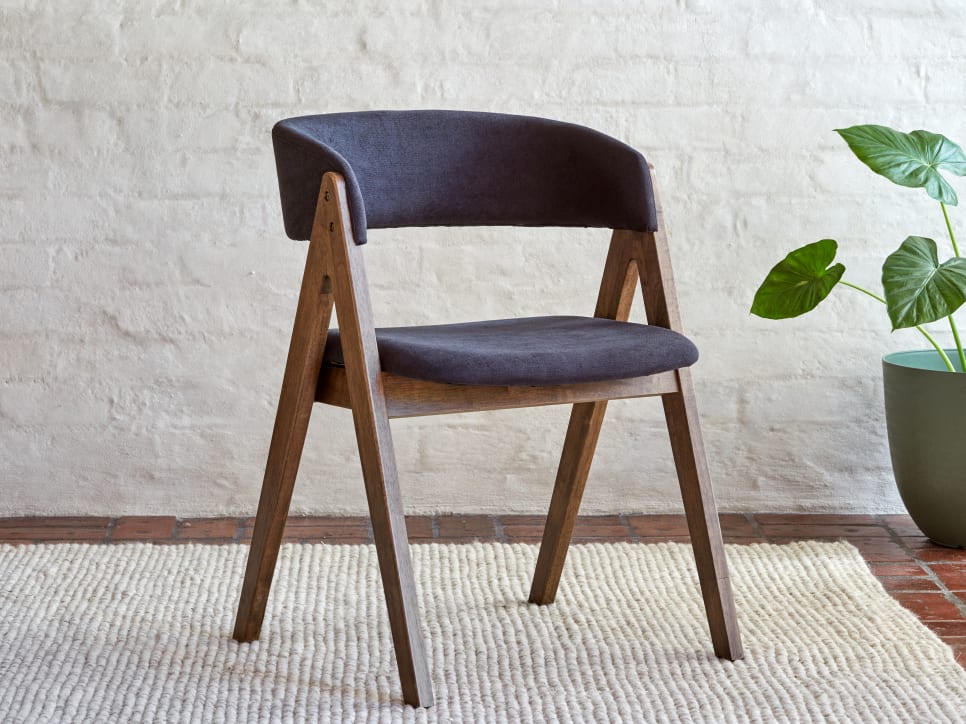 Gaudi Hardwood Dining Chair | Rustic Walnut | Black Fabric