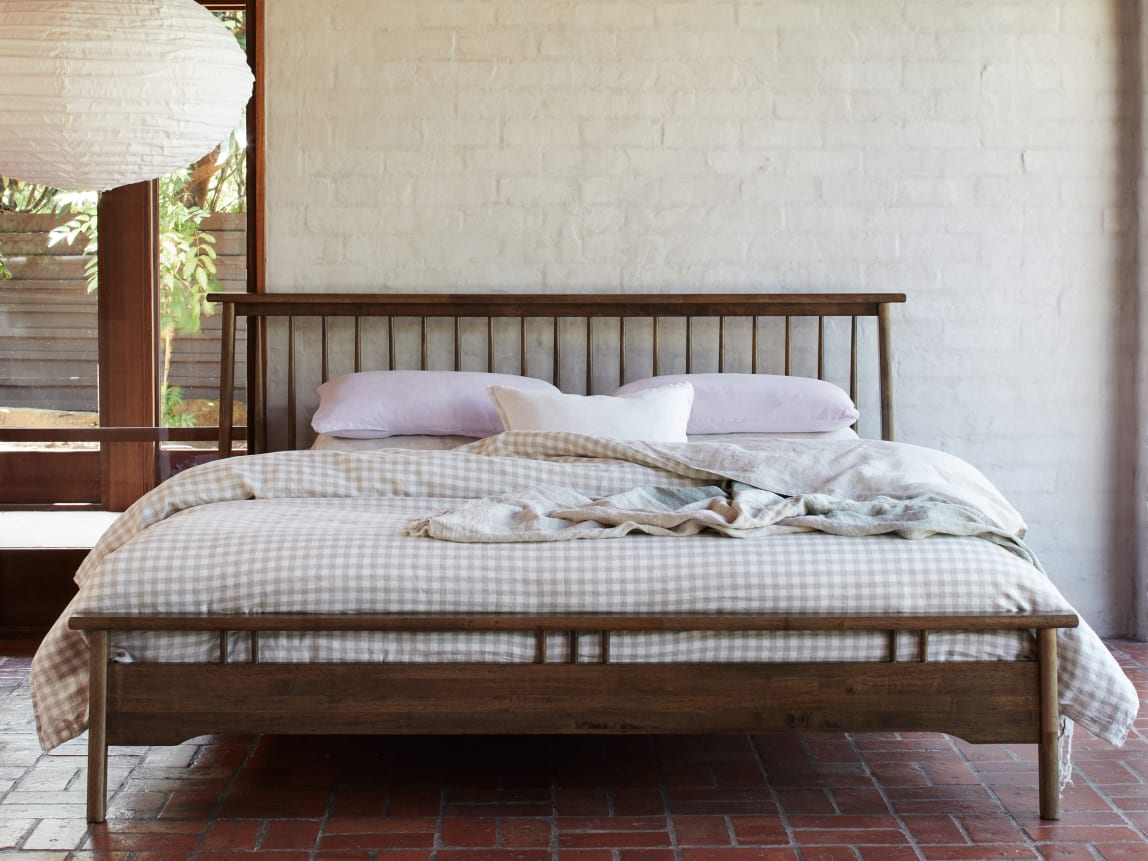 Rome Hardwood King Size Bed Frame | Rustic Walnut