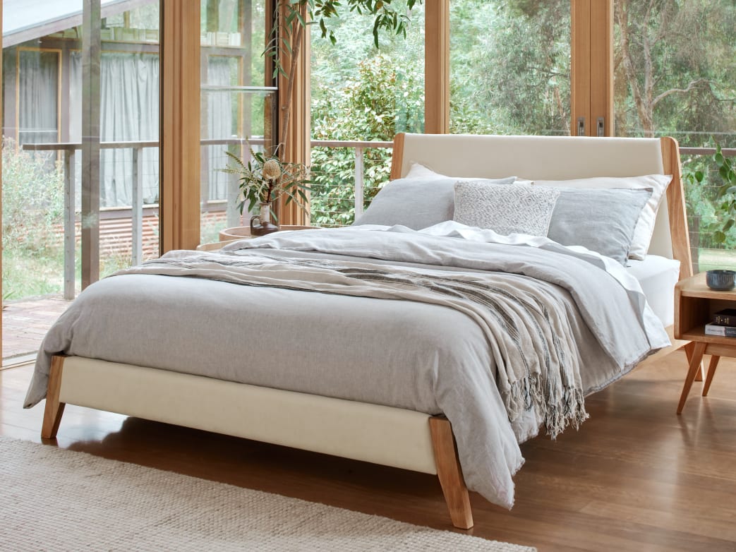 Finn Double Size Bed Frame | Natural Hardwood 
