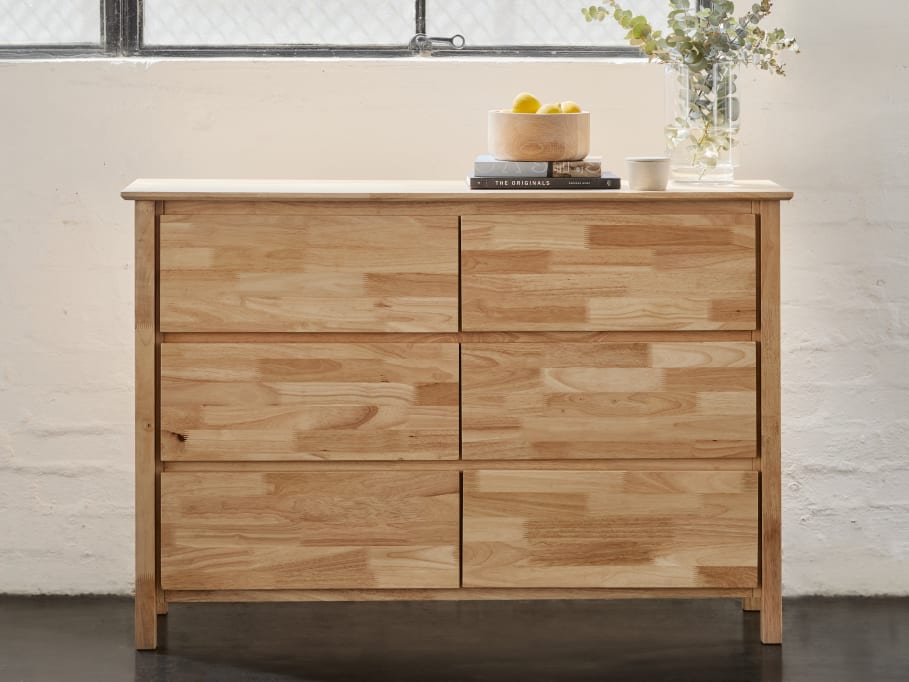 Myer Low Chest Of Drawers | Natural Hardwood 