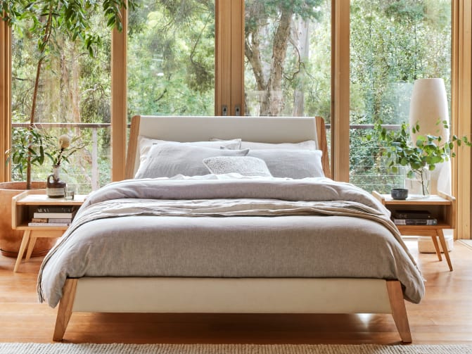 Finn Double Size Bed Frame | Natural Hardwood 