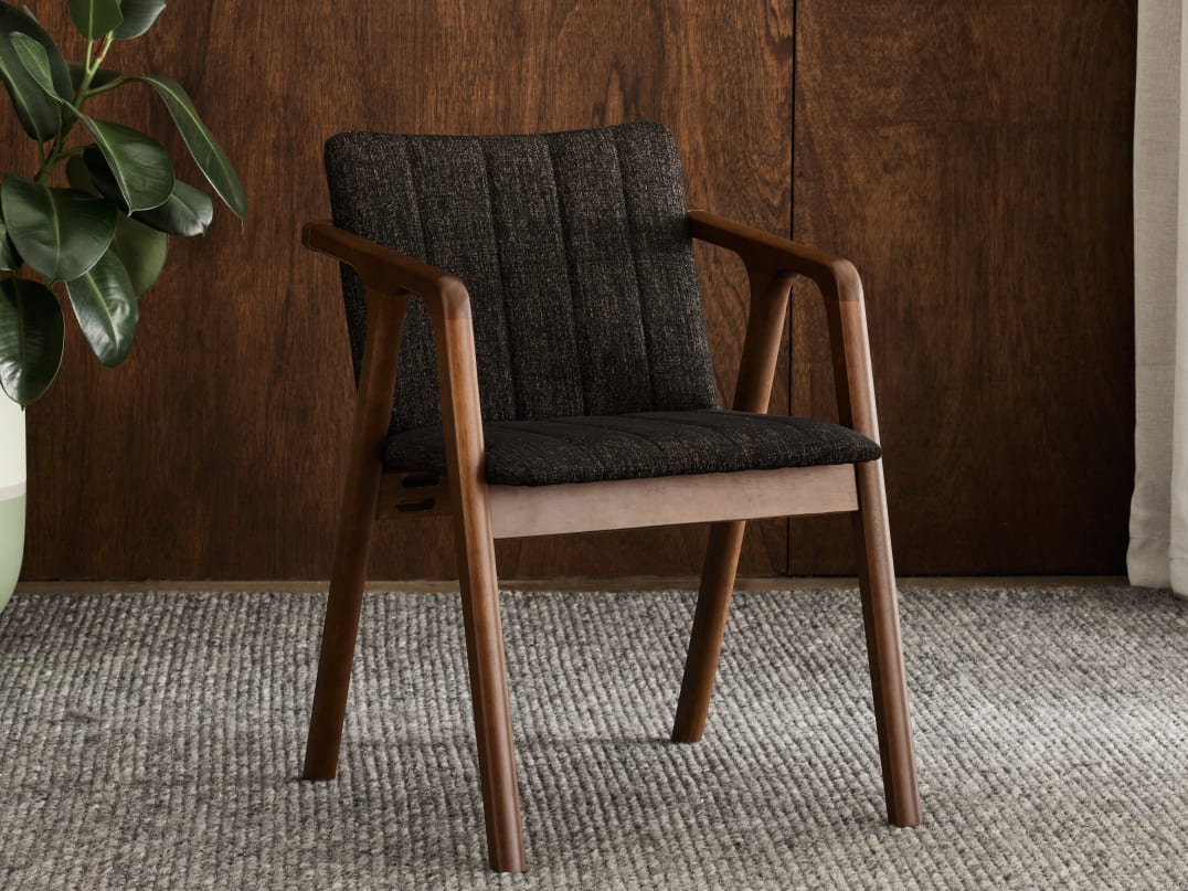 Elm Hardwood Dining Chair | Rustic Walnut | Black