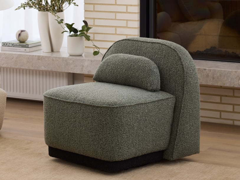 Lunar Swivel Boucle Occasional Chair | Sage Green Fabric