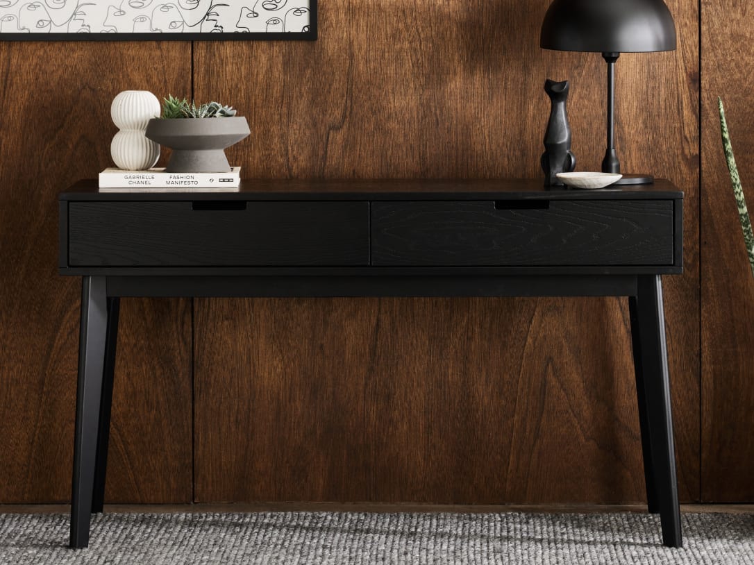 Cannes Hardwood Console Table | 2 Drawer | Black