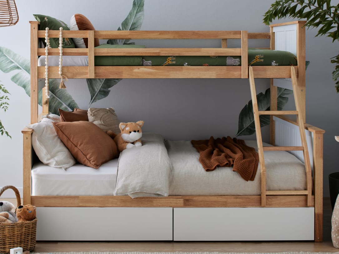 Myer Triple Bunk Bed with Storage | Hardwood Frame