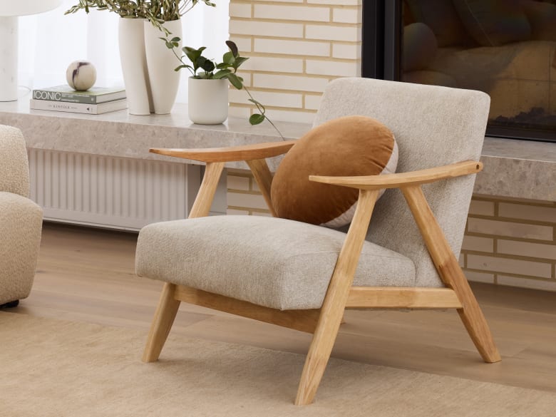 Webster Beige Occasional Chair | Natural | Hardwood Frame