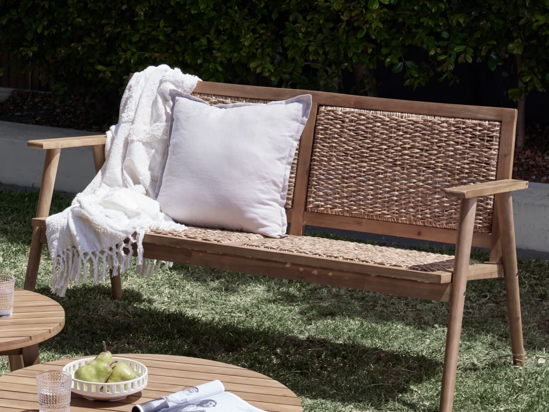 Manado 3PCE Acacia & Wicker Outdoor Lounge Set