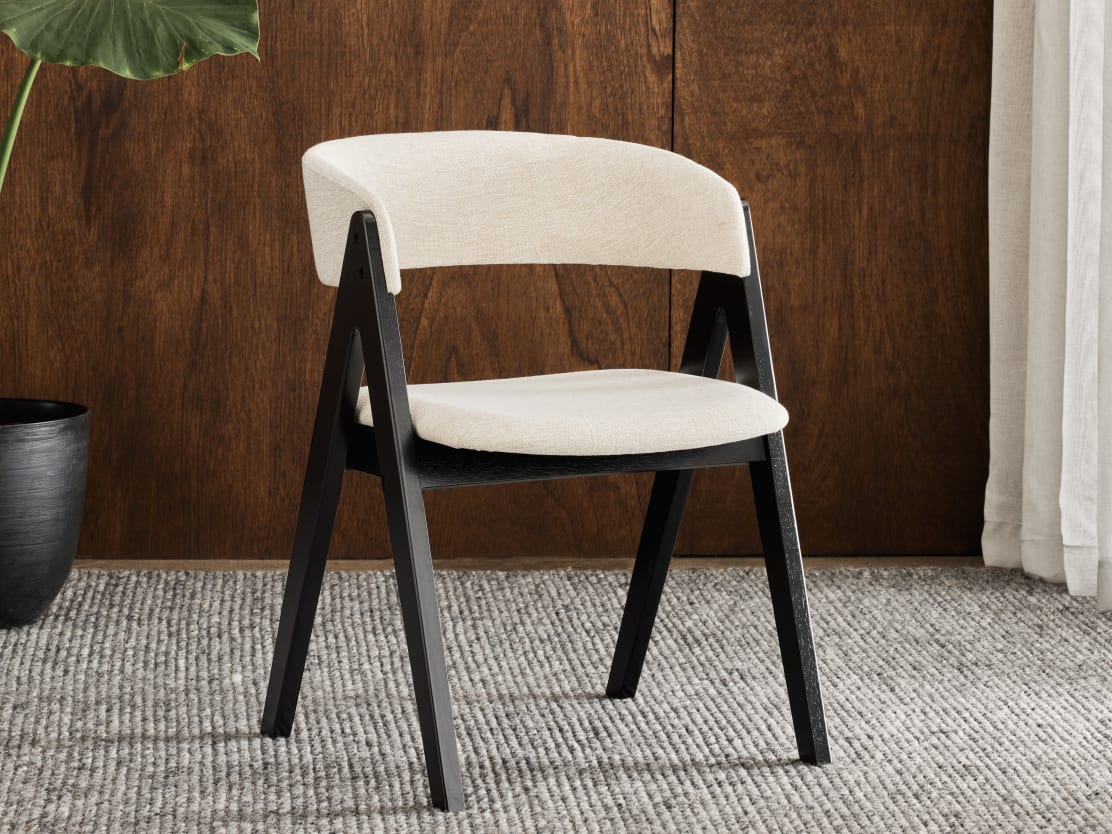 Gaudi Hardwood Dining Chair | Black | Beige Fabric