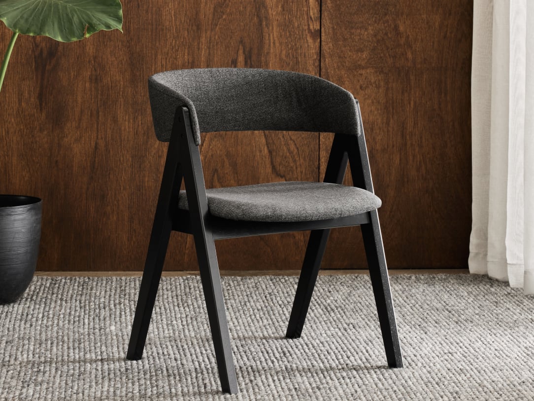 Gaudi Hardwood Dining Chair | Black | Charcoal Fabric