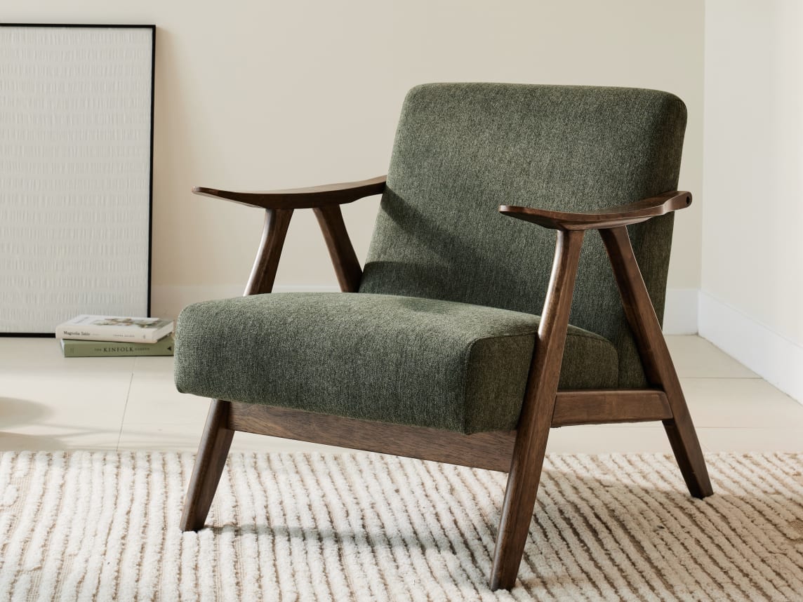 Webster Green Occasional Chair | Rustic Walnut | Hardwood Frame