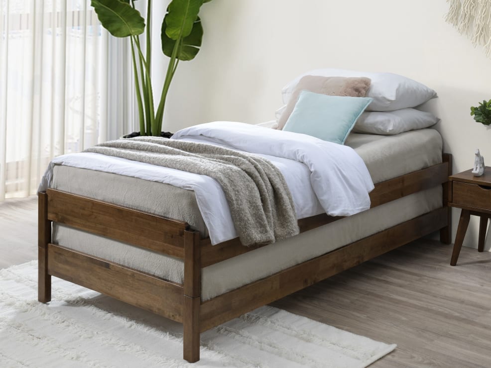 Stax Single Hardwood Stackable Bed | 2-in-1 | Rustic Walnut