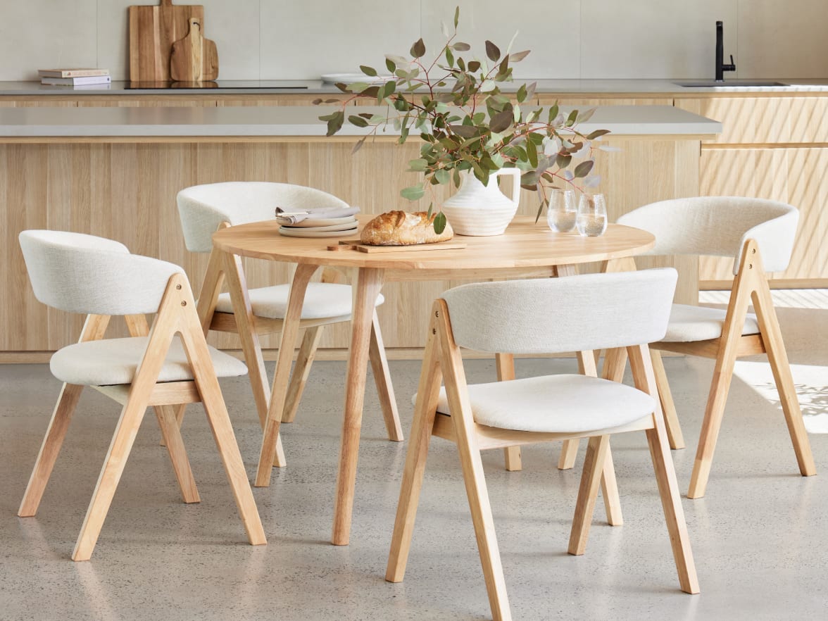 Oslo 5PCE Hardwood Dining Set | Natural | Beige