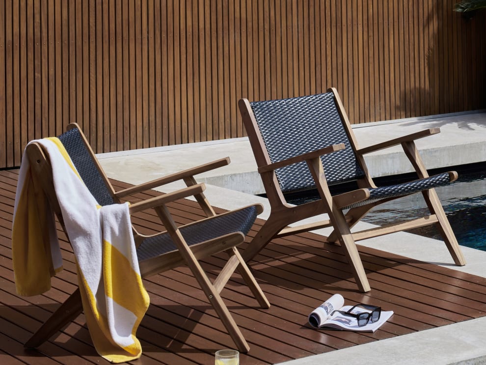 Delhi Dark Acacia Outdoor Occasional Chair | Black Rope