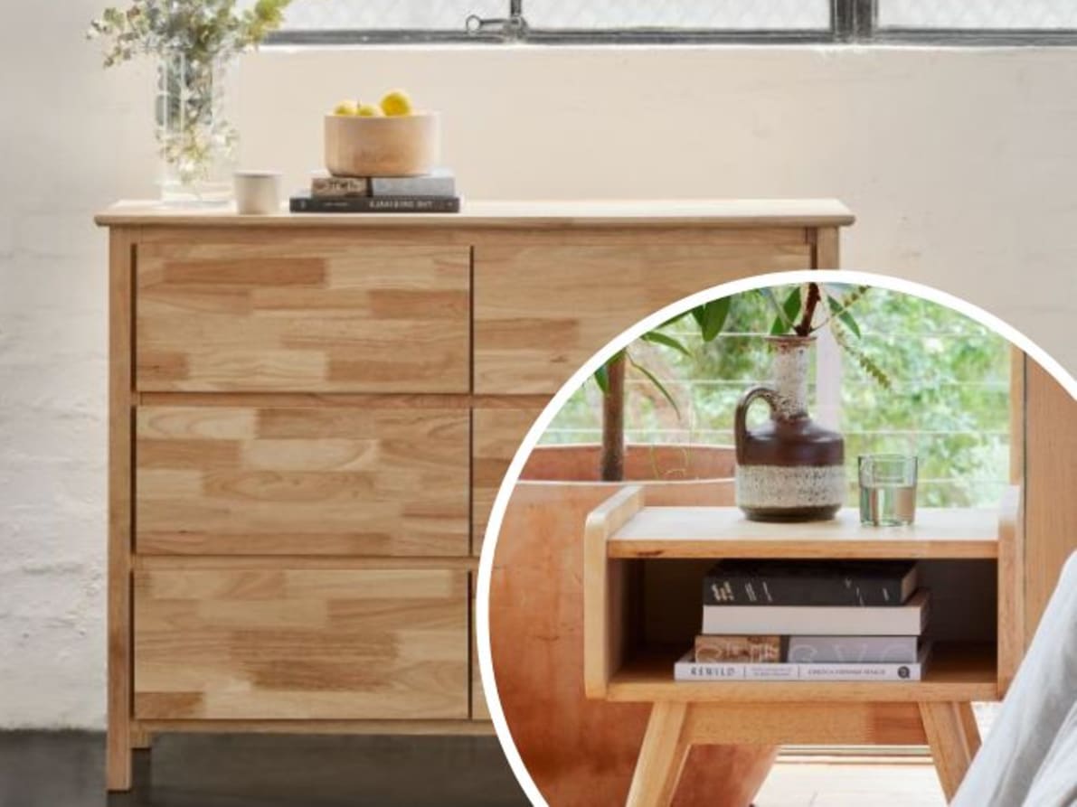 Finn 3PCE Chest of Drawer & Bedside Tables Set | Natural 