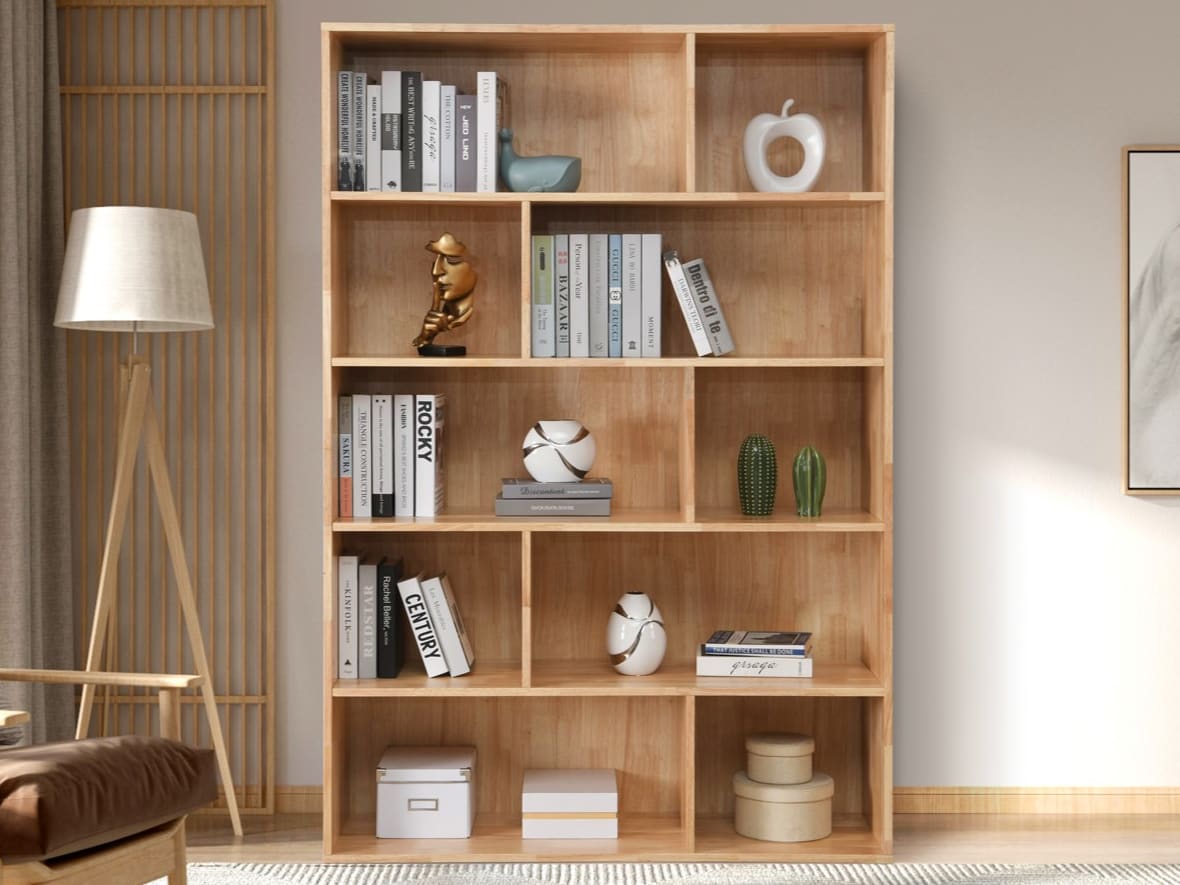 Stax Hardwood Staggered Bookcase | Natural | Wide (1200mm)