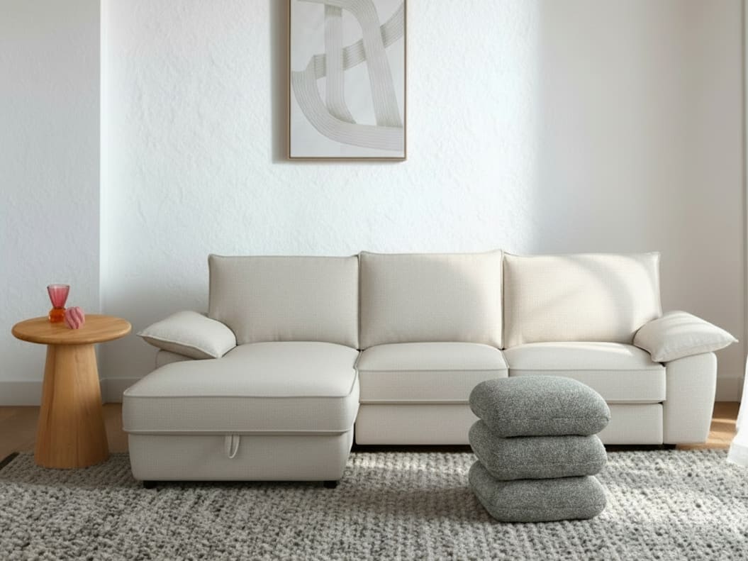 Hideaway 3PCE Living Room Package | Left Chaise | Natural & Green