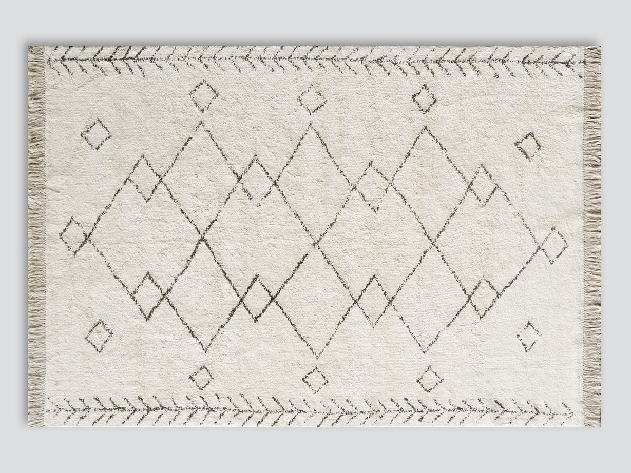 Bjorn Aztec Pattern Cotton Rug | Beige | 300x200cm