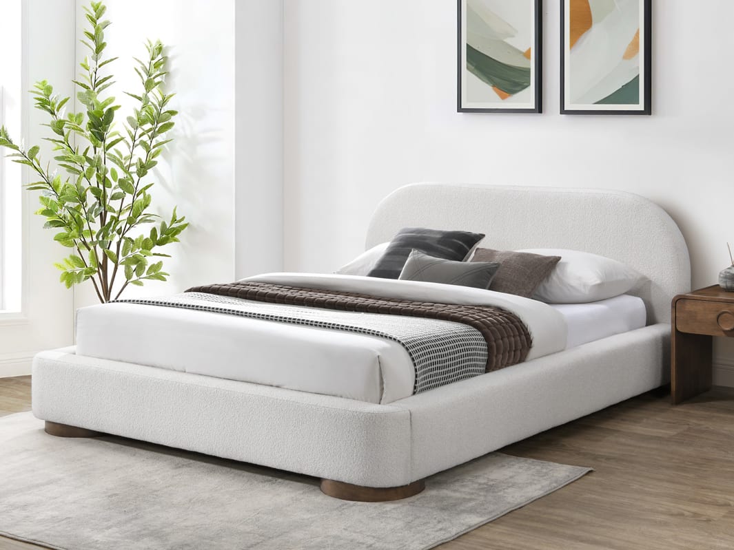 Sydney Queen Bed - Beige Fabric