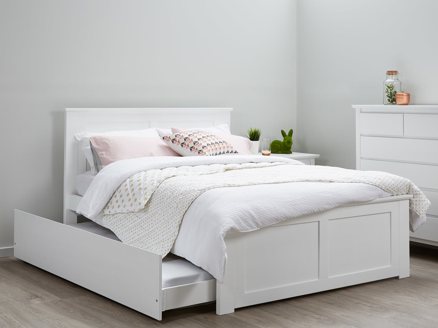 Coco 4PCE White Double Bedroom Suite | Trundle 