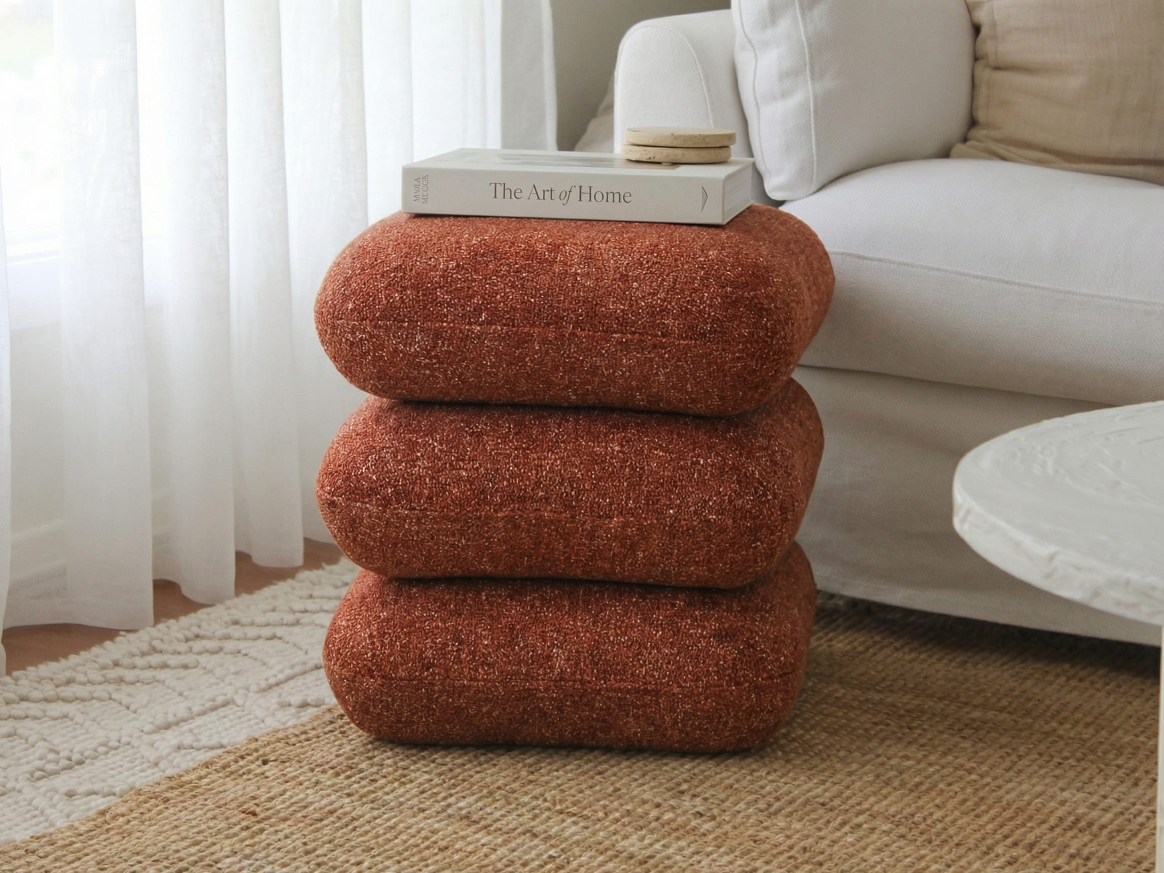 Pebble Rust Orange Ottoman