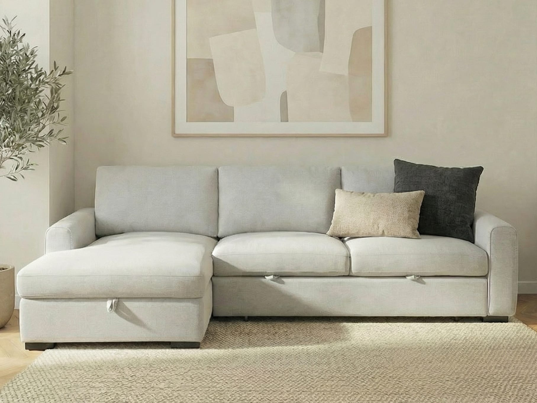Siesta Beige Sofa Bed with Storage | Left Chaise