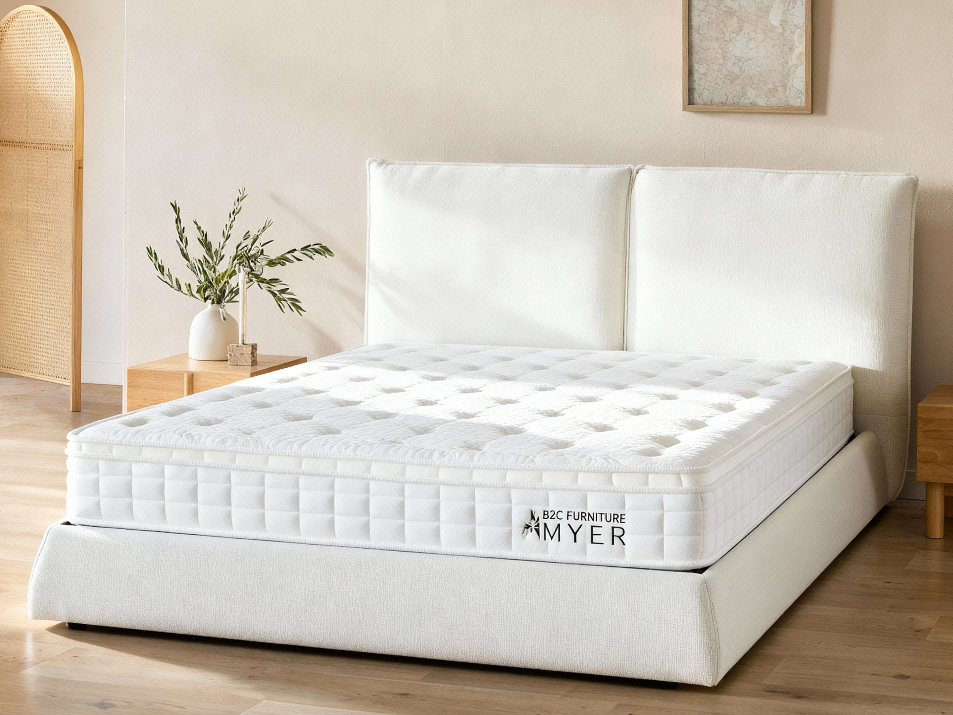 Cosy Double Bedroom Buddy Package | Bed + Mattress Bundle | Ivory Boucle Fabric