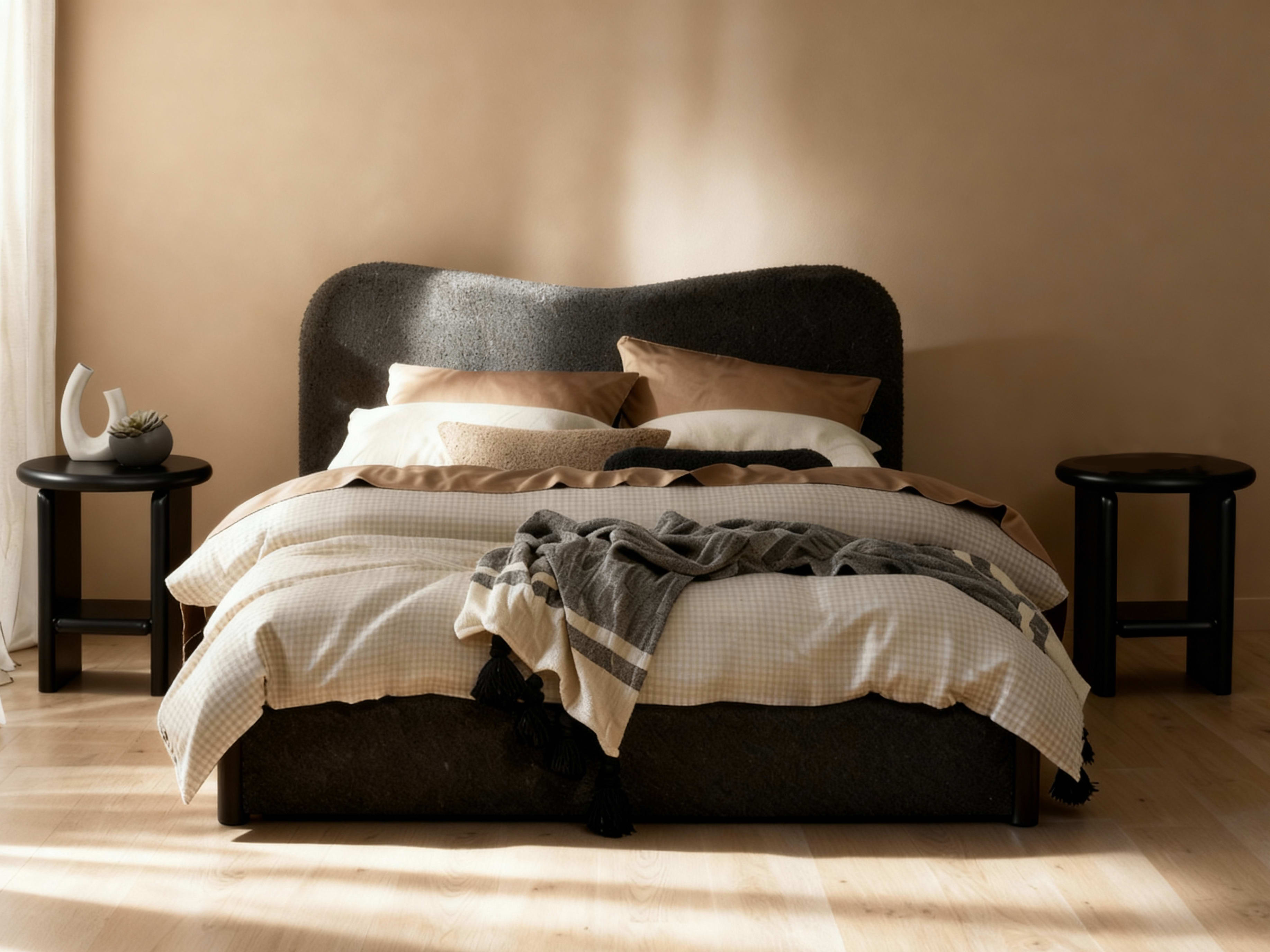 Cove Tokyo 3PCE Queen Bedroom Suite | Black Boucle Fabric