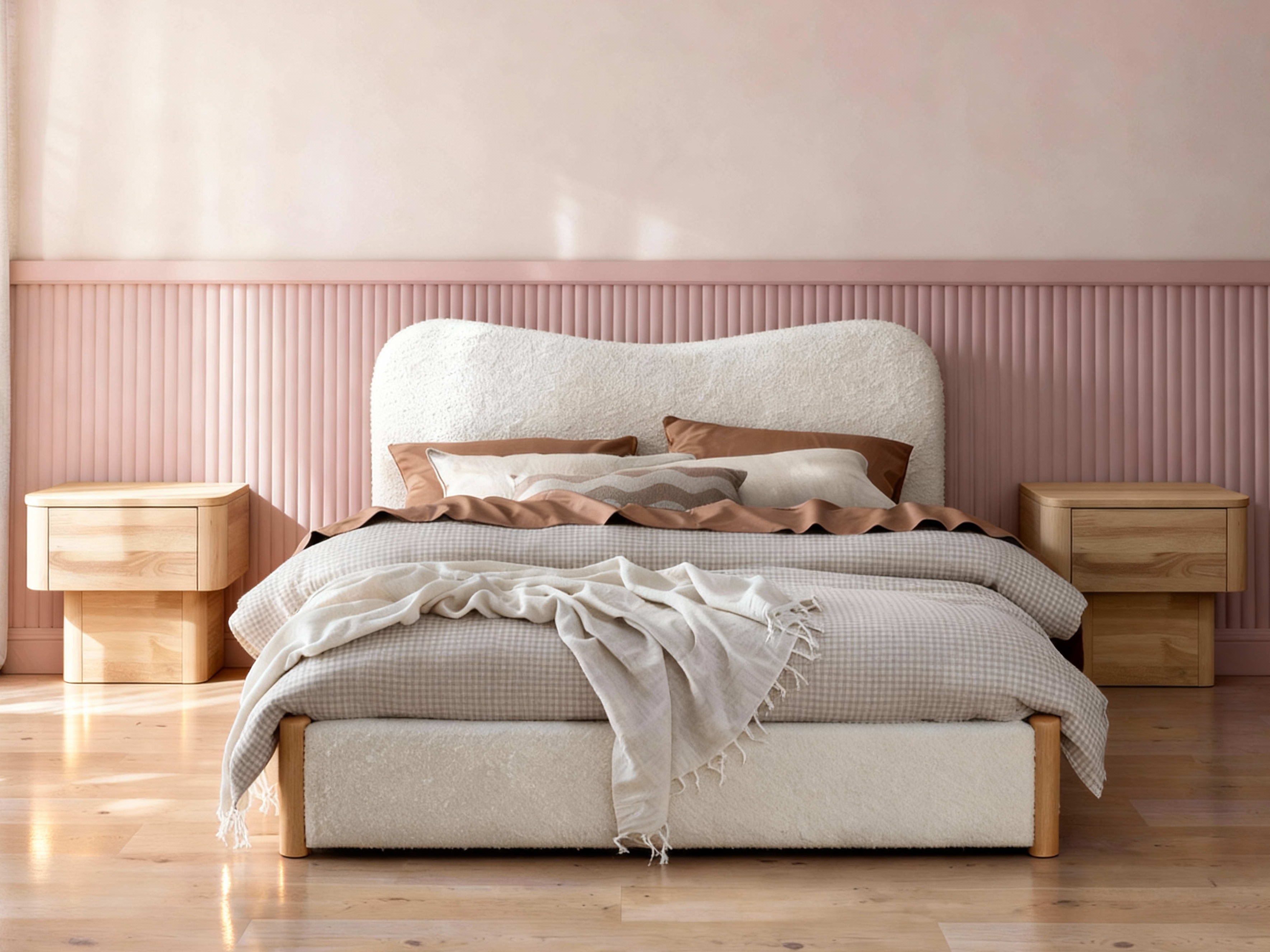 Cove 3PCE Queen Bedroom Suite | Ivory Boucle Fabric | Natural