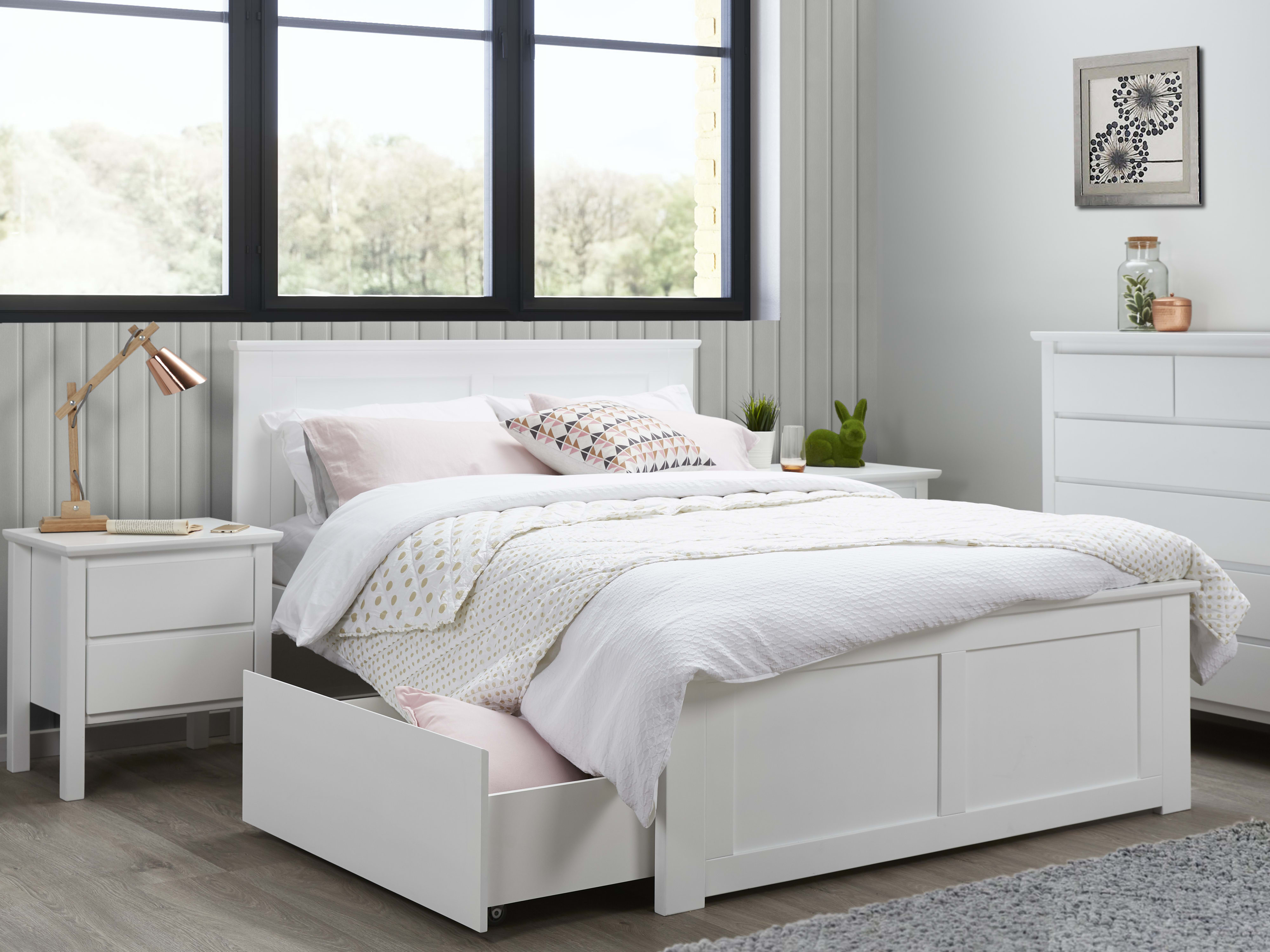 Coco 5PCE White Double Bedroom Suite | Storage 