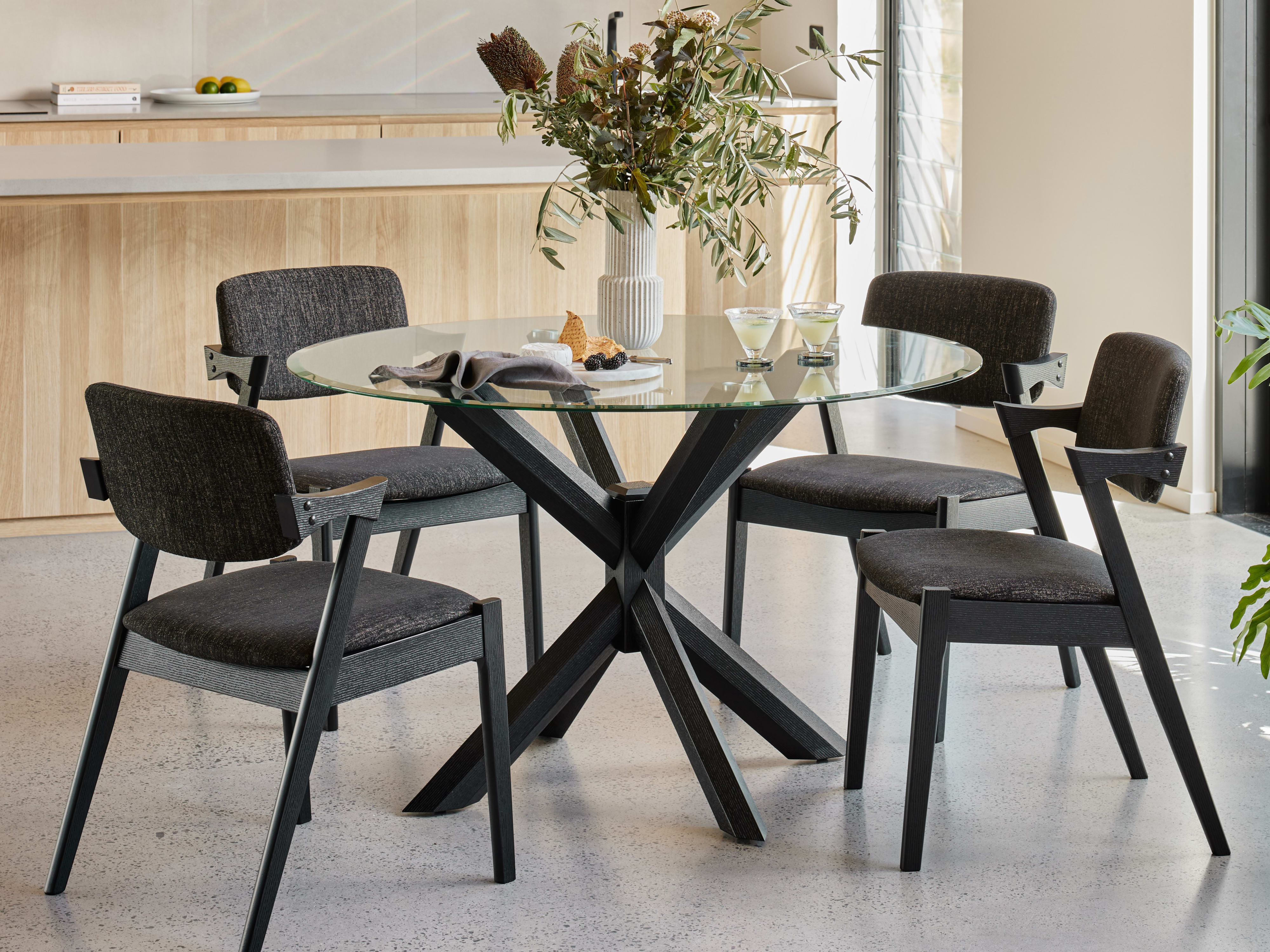 Bella 5PCE Round Glass Dining Set | Black